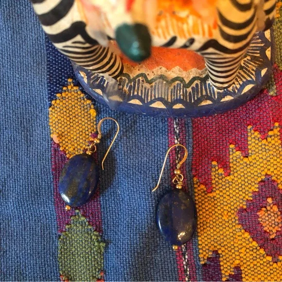 Lapis Lazuli Dangle Handmade Earrings from Jade Factory, Antigua, Guatemala - Picture 3 of 5